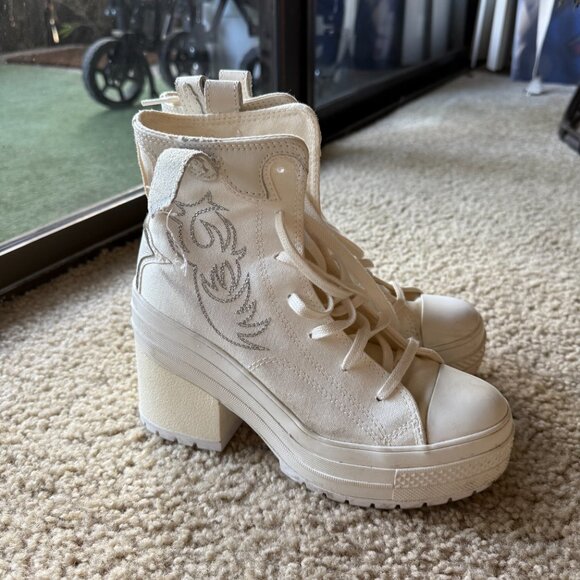 Converse Chuck 70 De Luxe Heel Hi Men's 5 Womens 7 Platform Boots Western Bling - Picture 3 of 6